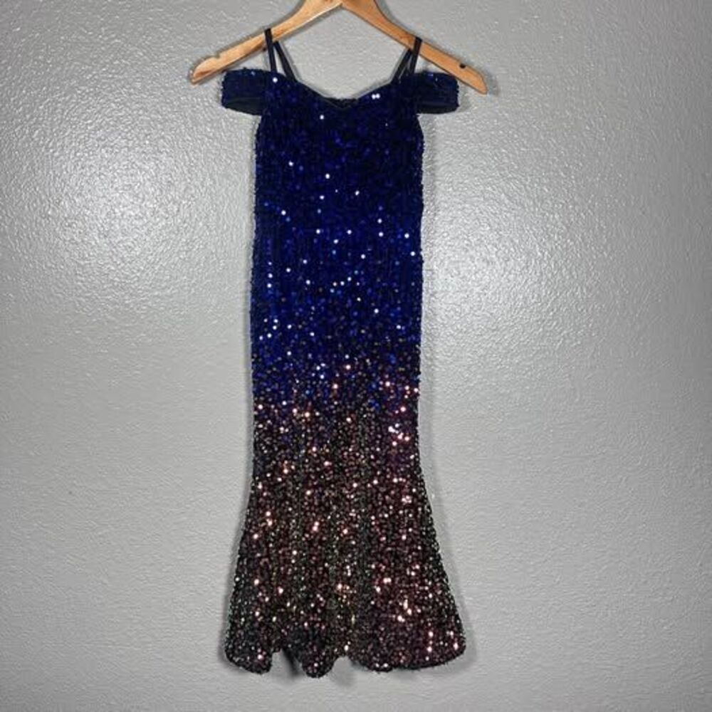 ALISA & LEO Girls Sequin Ombre Mermaid Dress